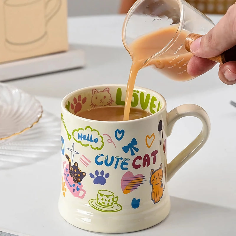 370ml French flower printed ceramic mug, view 4 - MRSLM