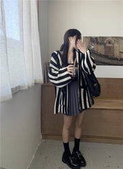 women's striped hooded v-neck cardigan, view 5 - MRSLM
