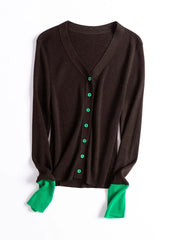 Wool blend V-neck cardigan, view 4 - MRSLM