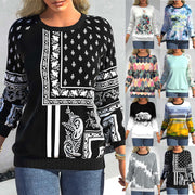 women's digital print raglan sleeve sweater - MRSLM