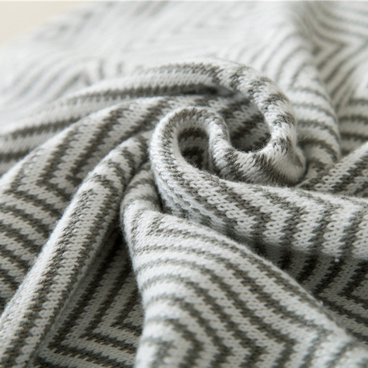 Wave stripe knit throw blanket, view 9 - MRSLM