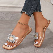 Rhinestone transparent flat sandals, view 4 - MRSLM