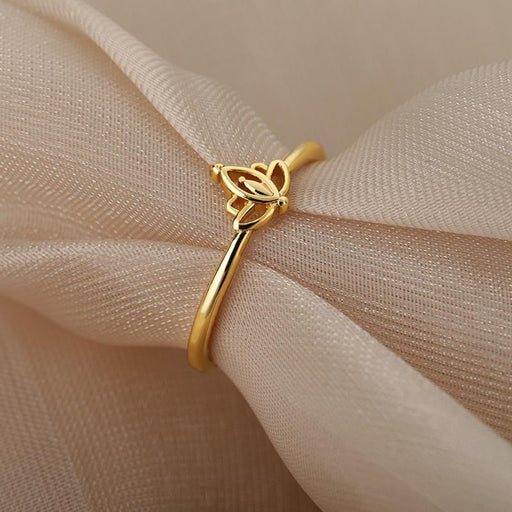 Stainless steel lotus flower ring - MRSLM