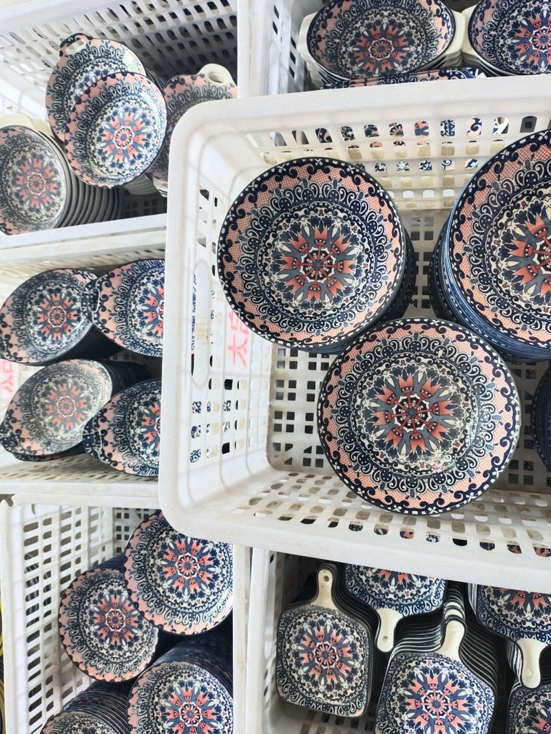 bohemian ceramic plates and bowls set, view 7 - MRSLM
