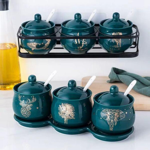 emerald ceramic seasoning jar set - MRSLM