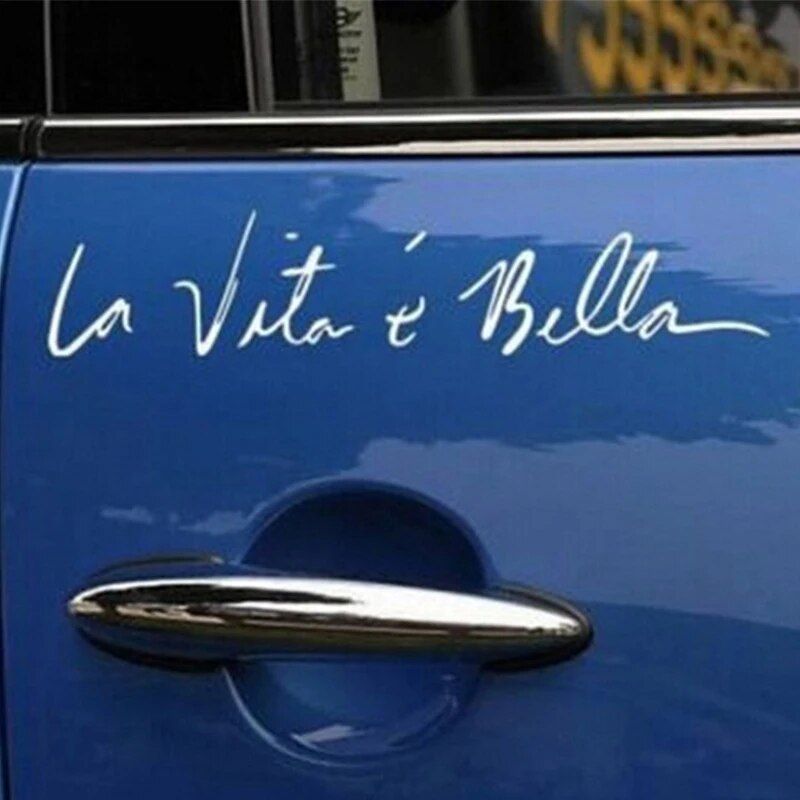 La Vita E Bella life quote car sticker, view 7 - MRSLM
