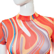 printed lace-up tee and tie-dye mesh trousers set, view 10 - MRSLM