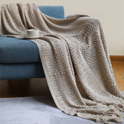 Nordic knit tassel throw blanket, view 2 - MRSLM