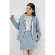 light denim shoulder blazer, view 2 - MRSLM