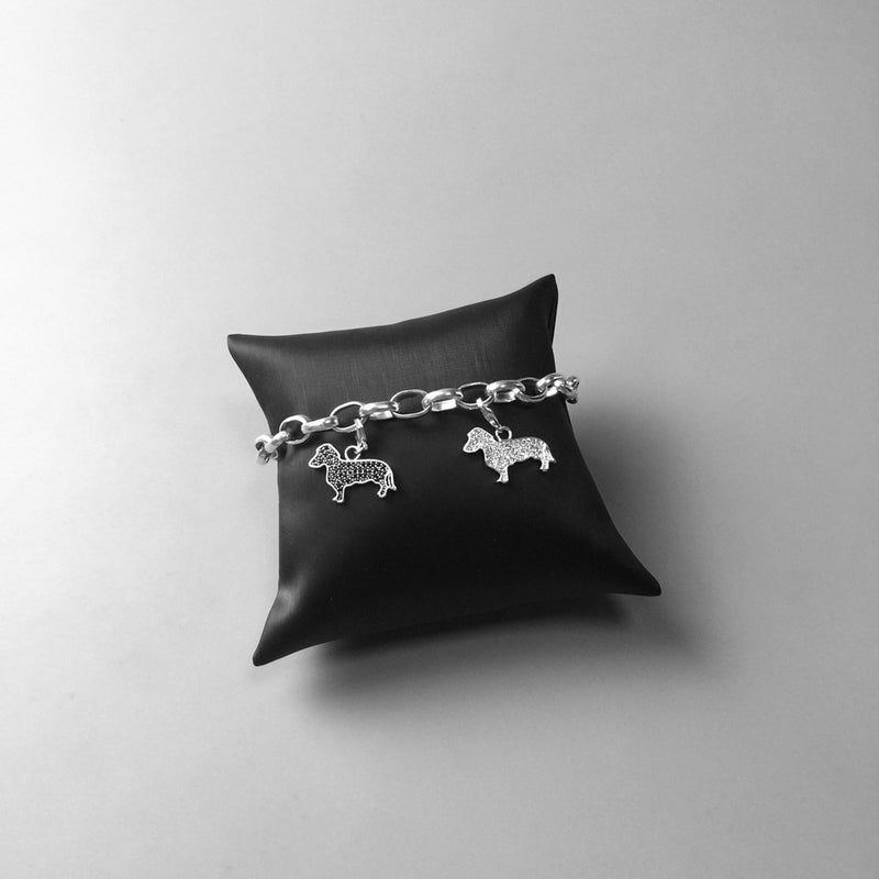 Silver dachshund dog pendant, view 2 - MRSLM