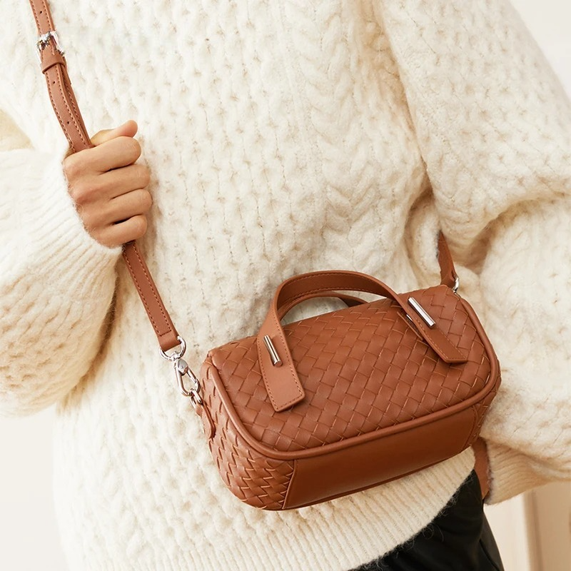 woven leather crossbody pillow bag - MRSLM