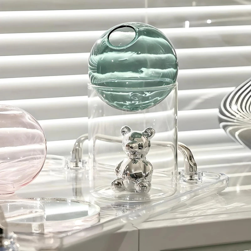 nordic bubble glass bear vase, view 4 - MRSLM