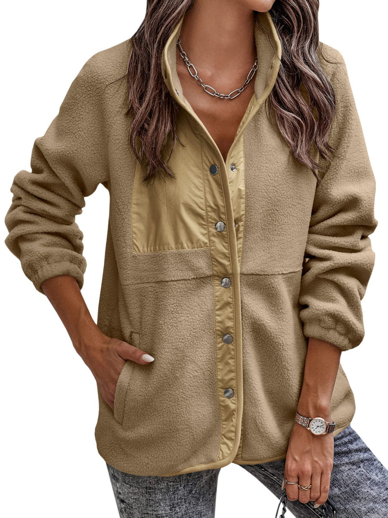 Women's polar fleece stand-collar button jacket, view 2 - MRSLM