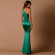 green sleeveless pleated dress, view 3 - MRSLM