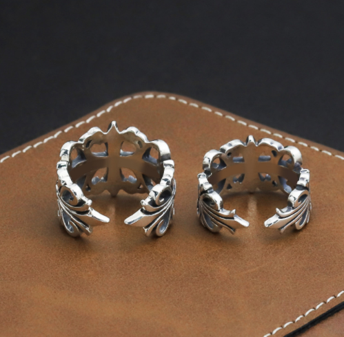 s925 sterling silver cross flower ring, view 4 - MRSLM