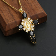 rhinestone cross pendant necklace, view 5 - MRSLM