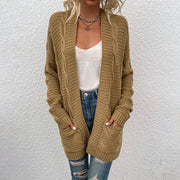 mid-length twist cardigan sweater for women, view 4 - MRSLM