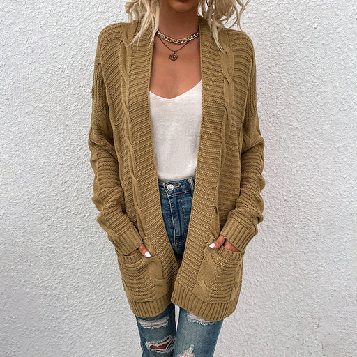 mid-length twist cardigan sweater for women, view 4 - MRSLM