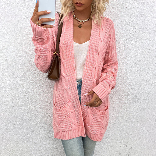 mid-length twist cardigan sweater for women, view 9 - MRSLM
