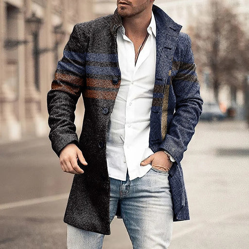 Men's stand collar plaid casual coat - MRSLM
