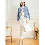women's round neck long sleeve jacket, view 4 - MRSLM