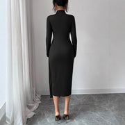 women's black knit maxi dress, view 4 - MRSLM