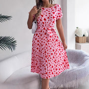 contrast color heart pleated dress, view 2 - MRSLM