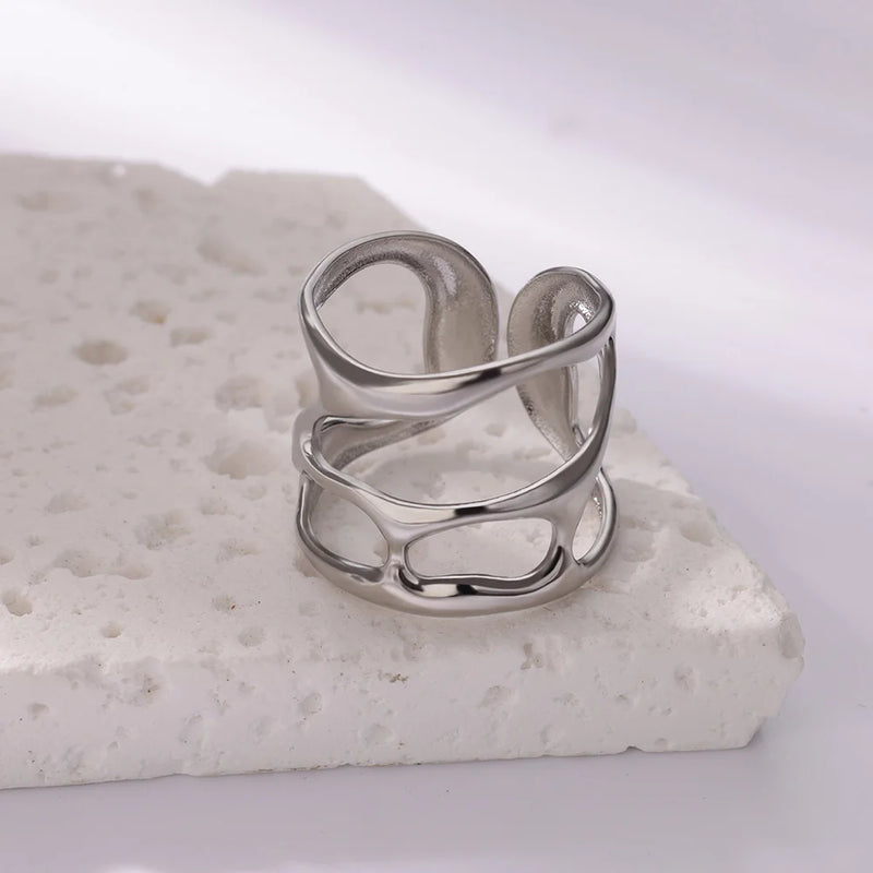 minimalist twisted stainless steel ring, view 7 - MRSLM