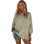 loose pocket ribbed long sleeve sweater, view 4 - MRSLM