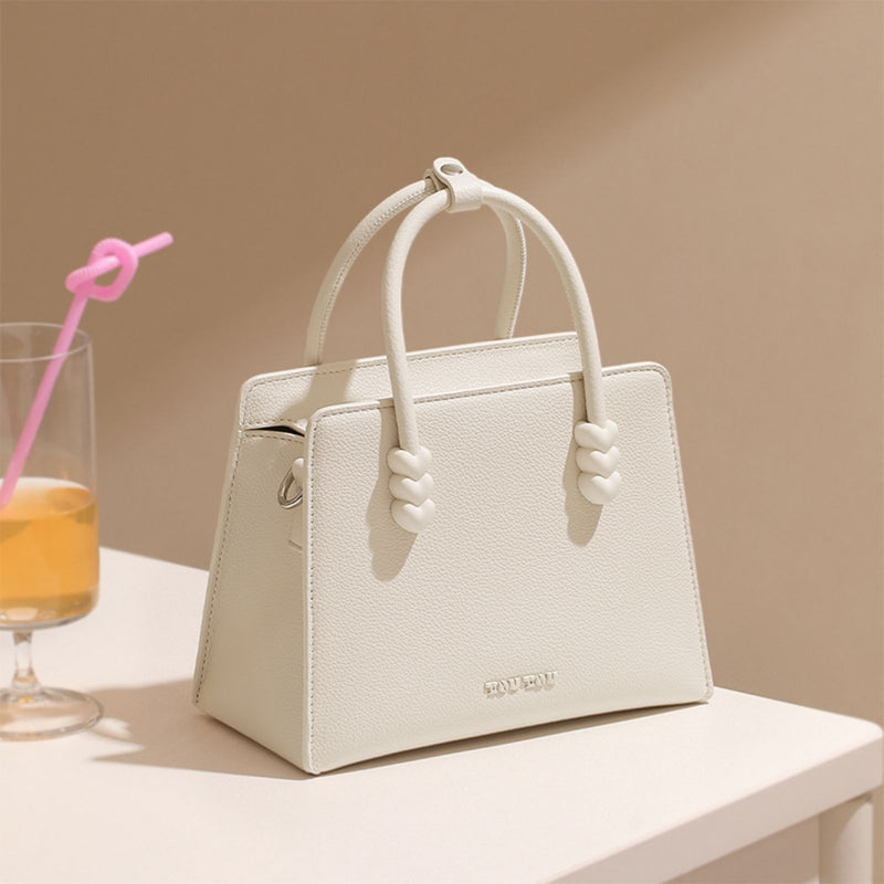 small faux leather handheld tote bag, view 4 - MRSLM