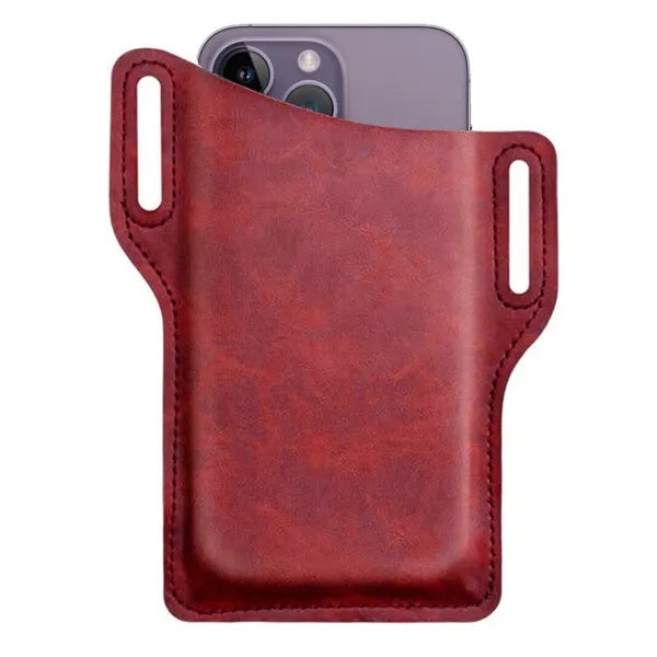 men's leather phone belt pouch, view 6 - MRSLM