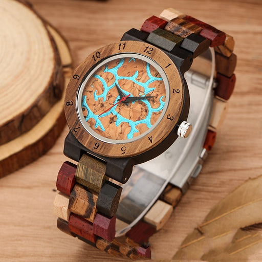 colored wood quartz watch - MRSLM