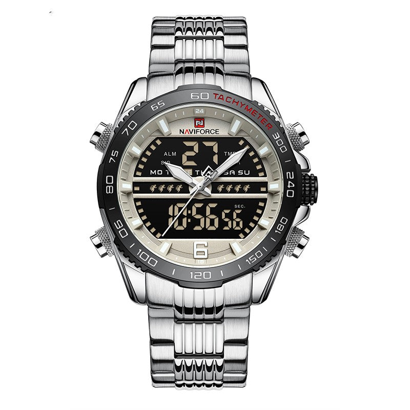 men's multifunction stainless steel watch, view 4 - MRSLM