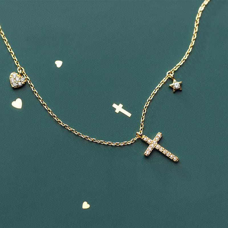 S925 silver cross pendant necklace, view 2 - MRSLM