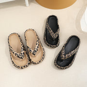 women's leopard print flip-flop sandals, view 5 - MRSLM