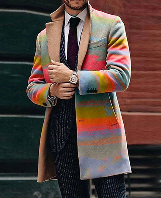 Men's slim fit suit collar coat, view 6 - MRSLM