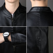 men's loose PU leather coat, view 4 - MRSLM