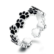 pet paw print silver jewelry set, view 3 - MRSLM