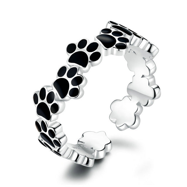 pet paw print silver jewelry set, view 3 - MRSLM