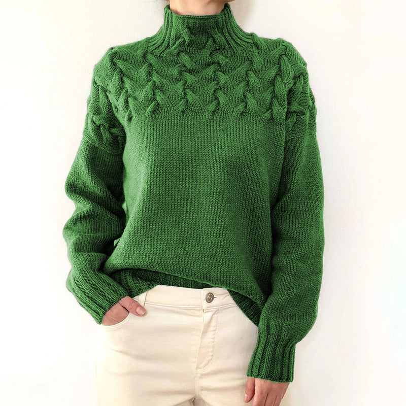 cable woven high collar sweater, view 11 - MRSLM