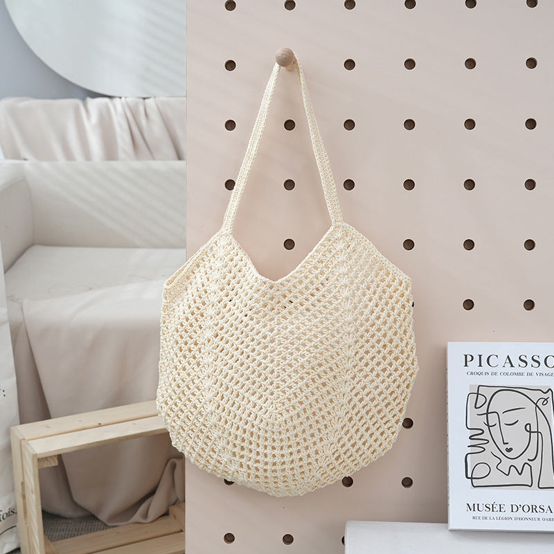 hollow-out knitted tote bag for women, view 5 - MRSLM