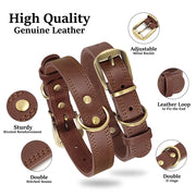 adjustable real leather dog collar, view 4 - MRSLM