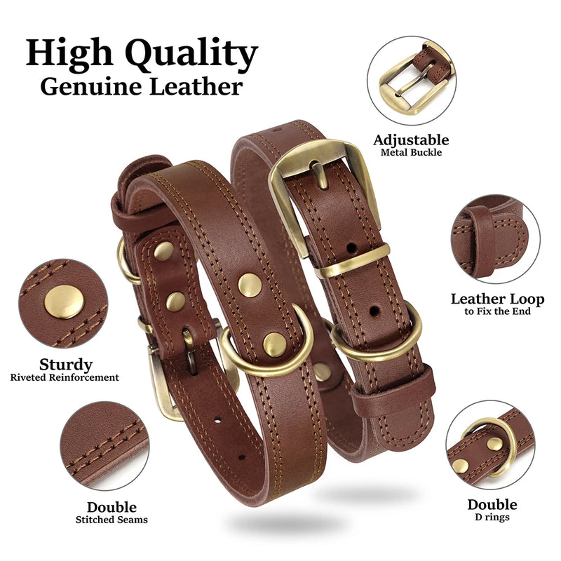 adjustable real leather dog collar, view 4 - MRSLM