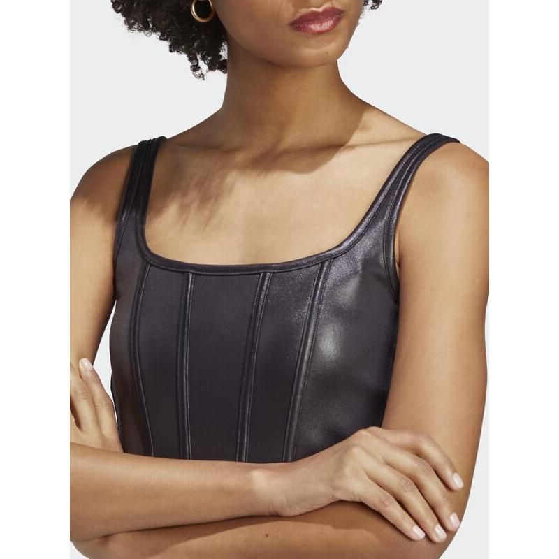 boned corset faux leather tank top, view 5 - MRSLM