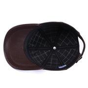 goat skin leather peaked cap, view 3 - MRSLM