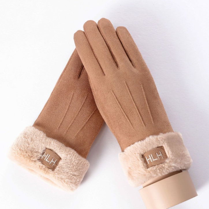 Women's plush-lined suede touchscreen gloves, view 5 - MRSLM