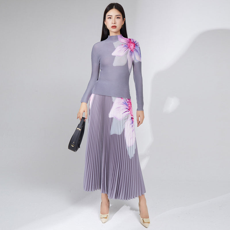 women's blouse and floral pleated skirt autumn suit, view 3 - MRSLM