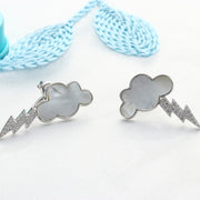 sterling silver shell cloud stud earrings, view 3 - MRSLM