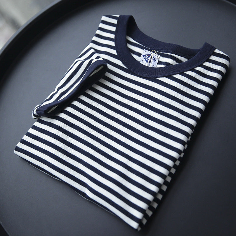Retro striped cotton T-shirt, view 4 - MRSLM