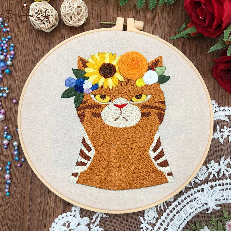 diy cat embroidery starter kit, view 2 - MRSLM